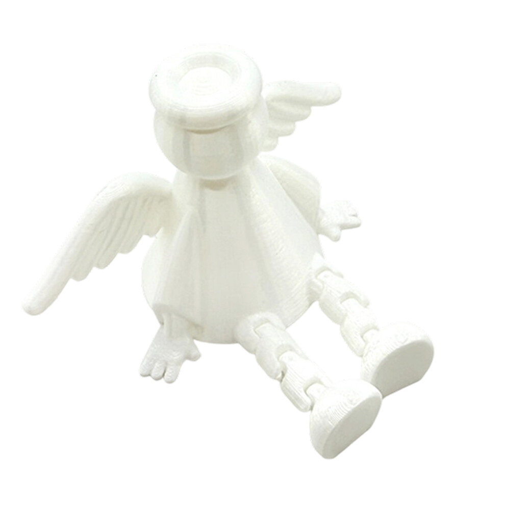 Articulated Angel Figurine Sitting Poses With Hinged- 3 White
