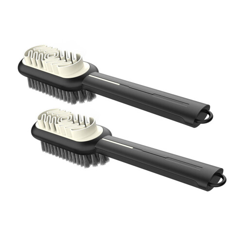 2PCS Ergonomic Shoe Brush with Extended Handle to-black gold
