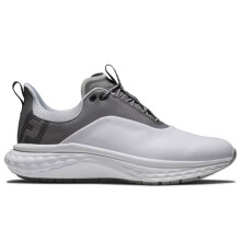 (UK 9, White/Grey/Silver) Footjoy Mens FJ Quantum Waterproof Leather Spikeless Golf Shoes