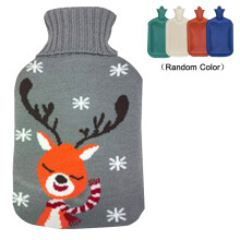 Sticla cu apă caldă Warm Embrace Elk, cu reținere lungă a căldurii de 1,8 l, husă moale de pluș, perfectă pentru ameliorarea durerilor de