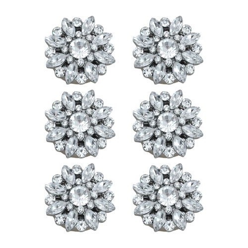 6Pcs Shirt Cufflinks Clips Rhinestones-Hollow pattern 19MM