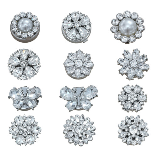 6Pcs Shirt Cufflinks Clips Rhinestones-Hollow pattern 19MM 1