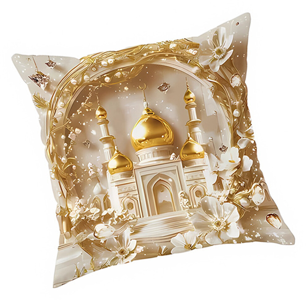 Soft Short Plush Cushion Cover Moon Ethnic Print 45X45cm-4 Gold