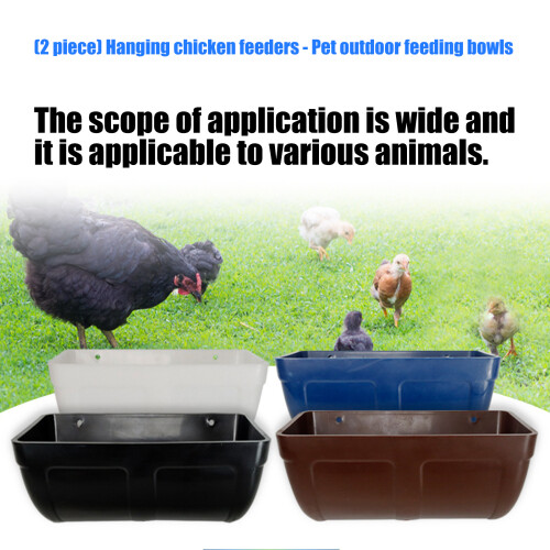 2PCS Chicken Feeding Troughs Hanging Feeder Waterer Bowl-Blue 2