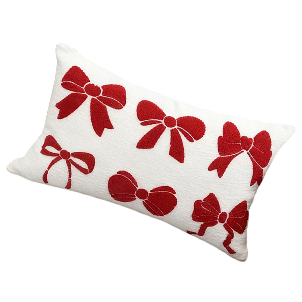 Elegant Embroidery Bows Throw Pillow Case Soft-30x50CM Burgundy