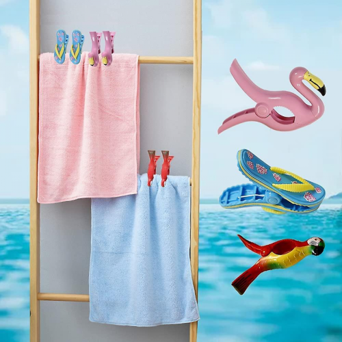 τεμάχια σαγιονάρα BocaClips Flamingo με κλιπ για πετσέτα θαλάσσης, βάση για πετσέτες Parr 1