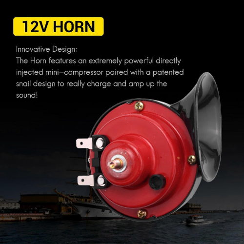 300DB 12V Universal Ηλεκτρική Κόρνα για Τρενάκι Σαλιγκαριού, Υπερδυνατή Αδιάβροχη Σε 2