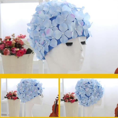 (μπλε) Γυναικείο Σκουφάκι Κολύμβησης Petal Retro 3d Floral Καπέλο Κολύμβησης Γυναικείο Σ 2