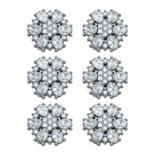 6Pcs Rhinestones Shirt Cufflinks Clip Shirt Button-Rose 19MM
