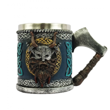 Stredoveký vikingský pirátsky hrnček kompatibilný s bojovníkom, krígeľ, šľahačka kompatibilná s kávou, pivom a vínom.