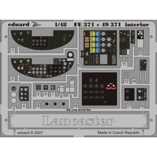 Accessoires Eduard - FE371 Intérieur de Lancaster pour kit Tamiya