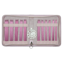11 Paar rosa Doppelspitz-Aluminium-Stricknadeln 2,0 mm-6,0 mm