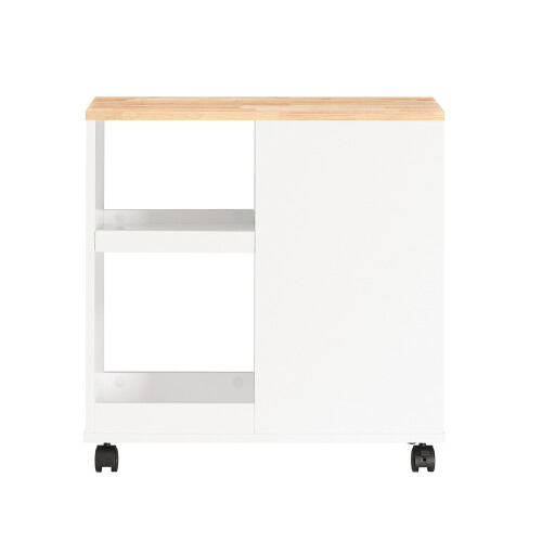 SoBuy τραπεζάκι με τροχούς λευκό-φυσικό 60x30x60cm