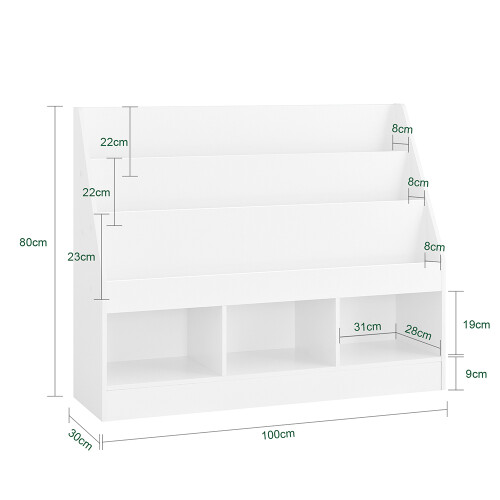 SoBuy Kids Bookshelf with 3 Storage Compartments, White 2