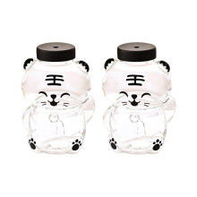 Leak Proof Glass Straw Cup Bear Theme Travel Friendly- 1 2