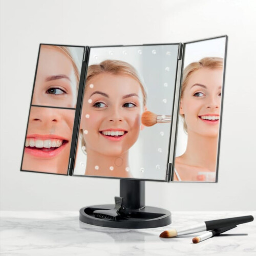 Touch Screen LED Makeup Mirror with 24 Lights 3X Magnification 1