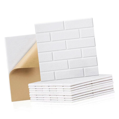 12Pcs Brick Pattern Panels Sound Absorbing Panels Noise-White