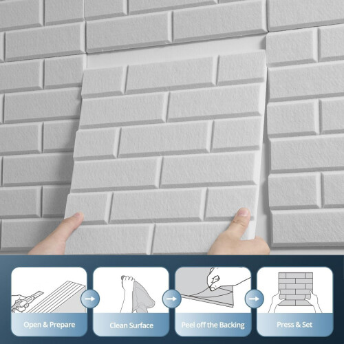 12Pcs Brick Pattern Panels Sound Absorbing Panels Noise-White 2