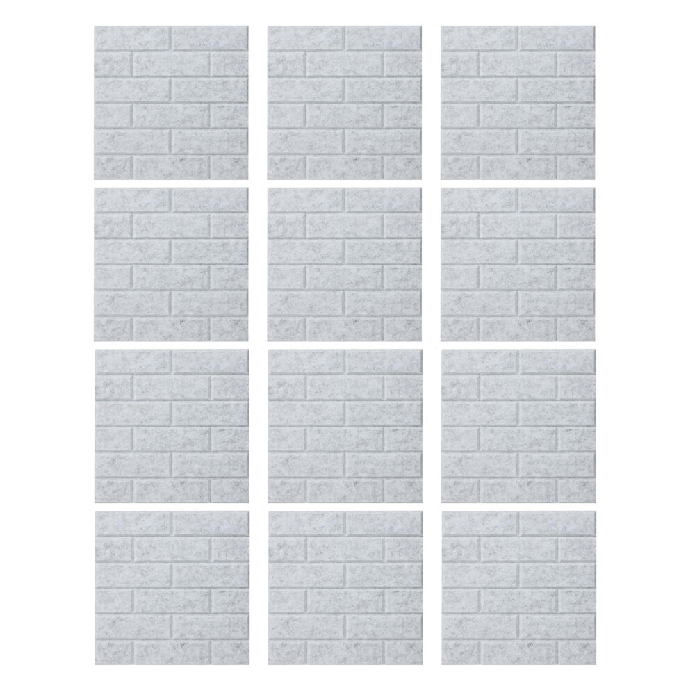 12Pcs Brick Pattern Panels Sound Absorbing Panels Noise-Grey 7696001331965
