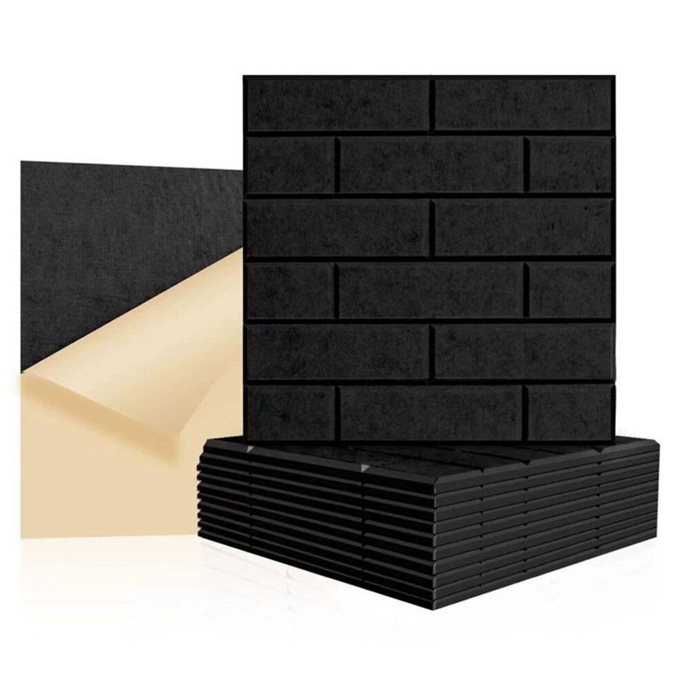 12Pcs Brick Pattern Panels Sound Absorbing Panels Noise-Black 7696001332160