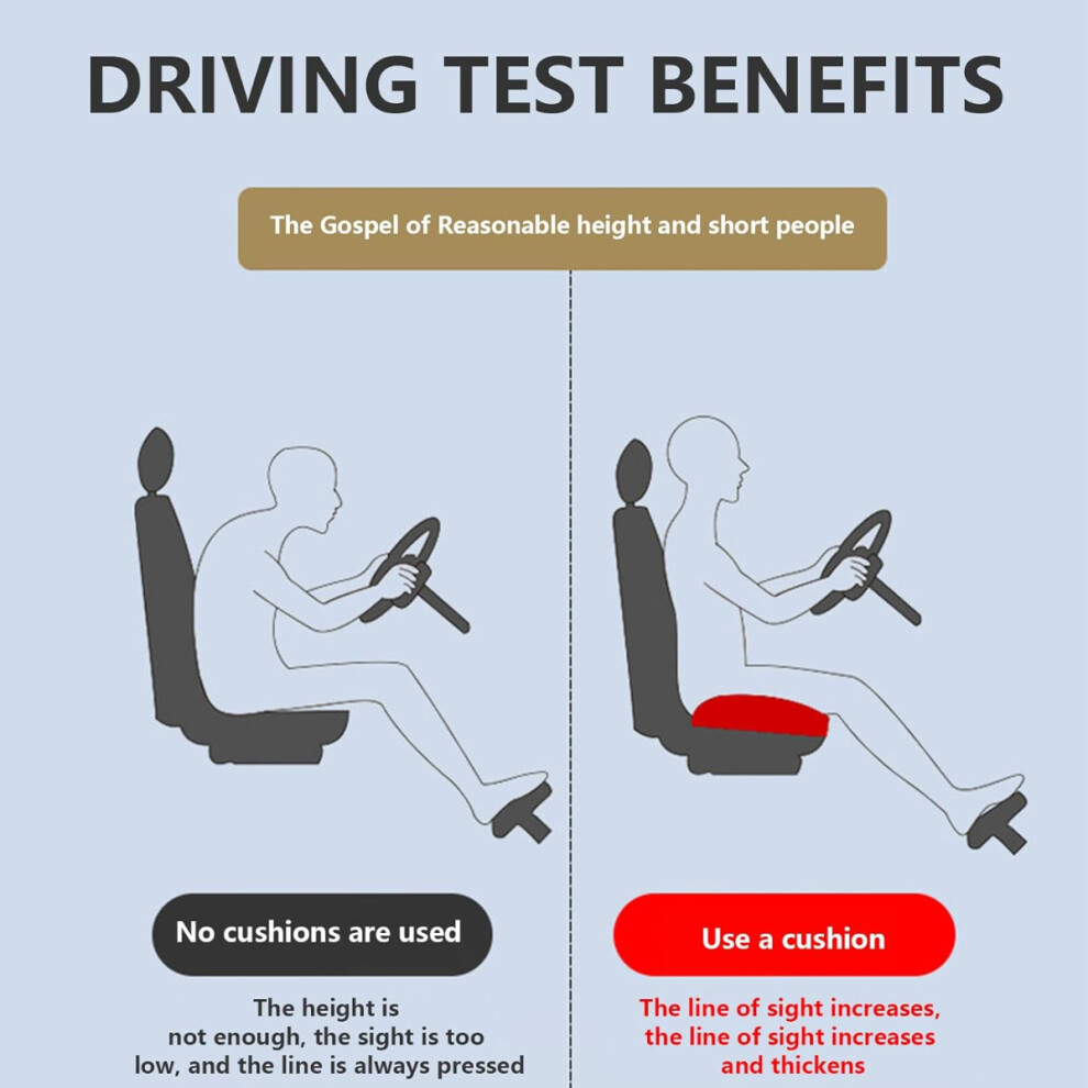 Height Increasing Car Cushion Driver Booster Seat Elevate Your View Breathable Mesh Ergonomic Office Chair Seat Cushion Design Comfortable Support 9190834042794