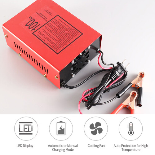 Multi-Function Battery Charger, Auto-Recognition 12V/24V Smart Charger for Various Vehicles, Pulse Repair Function, Comprehensive Battery Safeguarding