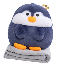 Cotton Stuffed Pillow Blanket Combo Cute Animal Designs- pengui