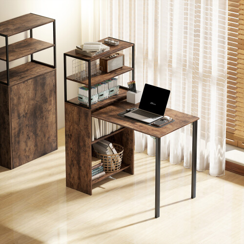 Homcom HOMCOM Foldable Computer Desk, Office Desk for Small Spaces, Rustic Brown