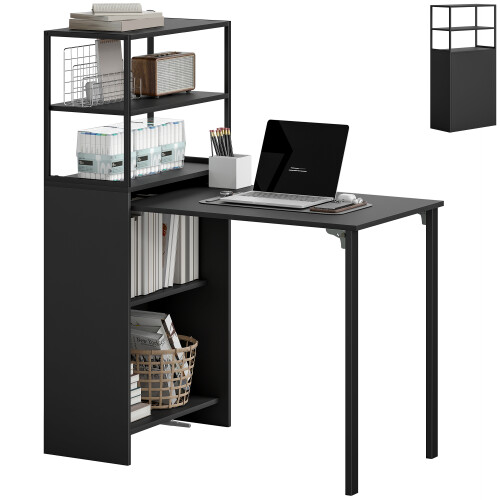 Homcom HOMCOM Foldable Computer Desk, Home Office Desk for Small Spaces, Black 1