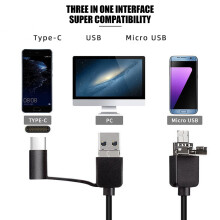 Endoscoopcamera met verlichting, inspectiecamera met dubbele lens en 7 mm sonde, 5 meter lange flexibele slangen, IP67 waterdichte borescope met
