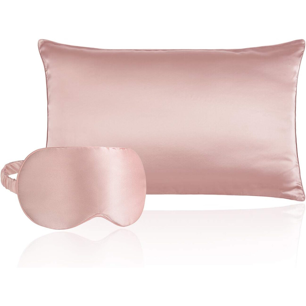 Beauty Sleep Set, Satin Pillowcase with Adjustable Satin Eye Mask and Hair Scrunchie, 100% Pure Mulberry Silk for a Night of Unrivaled Comfort