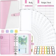 Budgetmap A6-organizer, contantgeld enveloppen voor budgettering, waterdichte en scheurvaste enveloppen met plastic ritsen, budgetmap van PU-leer met