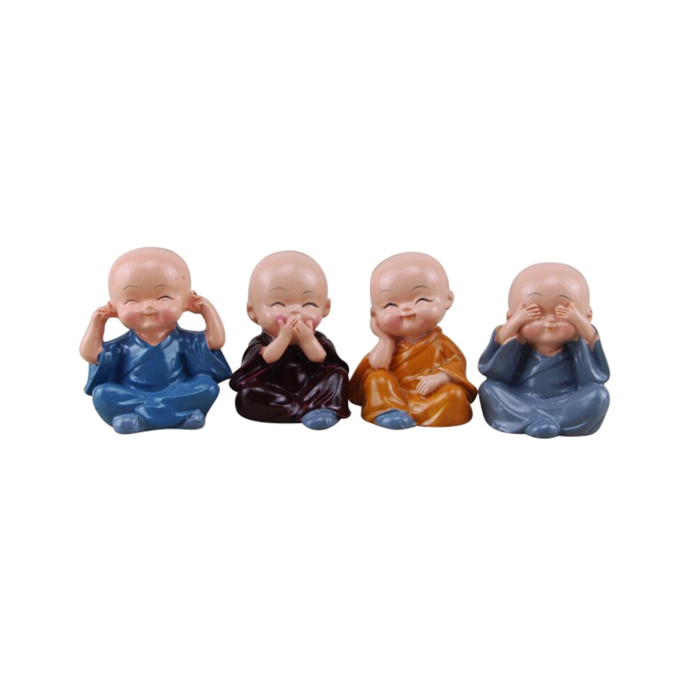 Feng Shui Inspired Decor, 4Pcs Resin Monks Figurines, Cute Kung Fu Monk For Home Office - Handcrafted, Tested For Utility, Size: Small But Superb 9190834261447