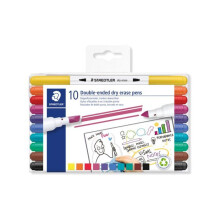 Doppelfasermarker abwischbar - Staedtler - 10er Set - Keilspitze - Abwischbar - Recyceltes Plastik