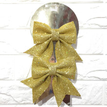 Lazos metálicos prefabricados para manualidades festivas navideñas, lazos de cinta con alambre brillante para decoraciones navideñas con cierres