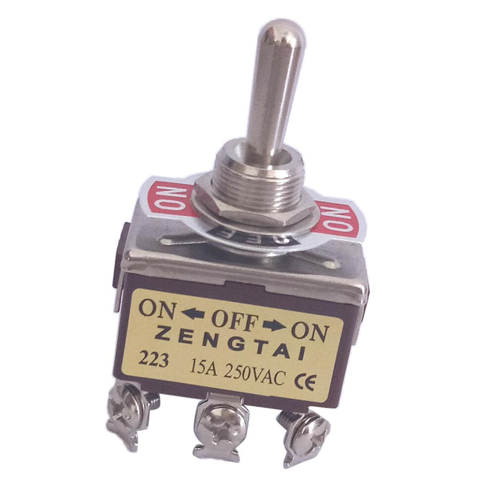 Toggle Switch, Dpdt On/Off/On 3 Position 6 Pins Momentary, Ac 250V 15A 652479218198