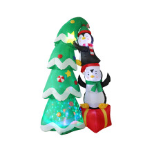 Decoración navideña inflable con luces LED para exteriores, de poliéster duradero. Árbol de Navidad inflable de 2,13 m de altura con Papá Noel y