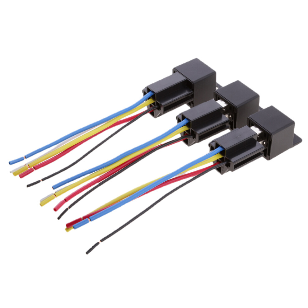 3 Sets 24V 80A Car Automotive 5 Pin Spst Relays And 5 Wires Harness So Black 806199454897