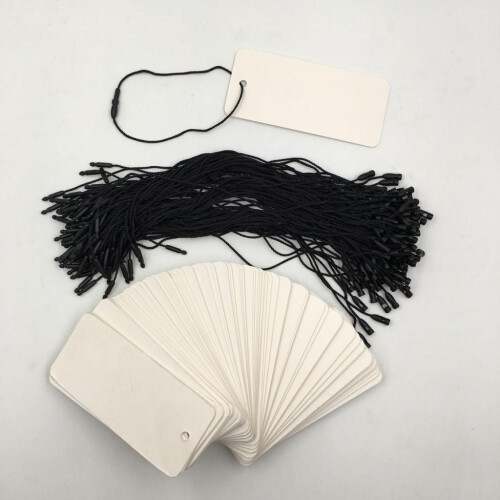 100x Blank Price Tags Rectangle Clothing Tag Marking Tag with Black St 1