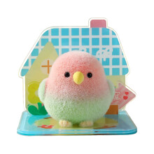 Elegant Resin Bird Sculpture with Soft Flocking-pink green