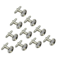 10pcs Blank Round Bezel Setting Base Formal Cuff Links Cufflink Silver