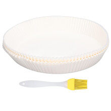 Forros descartáveis fáceis de limpar, papel manteiga antiaderente revestido de silicone para fritadeira a ar, forno de micro-ondas, grelha e