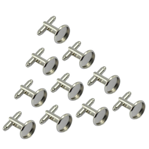 10pcs Blank Round Bezel Setting Base Formal Cuff Links Cufflink Silver 1