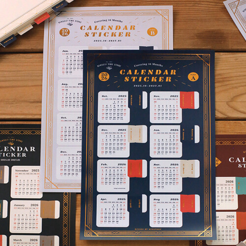 Adhesive Monthly Tab Planner-Retro color model 1