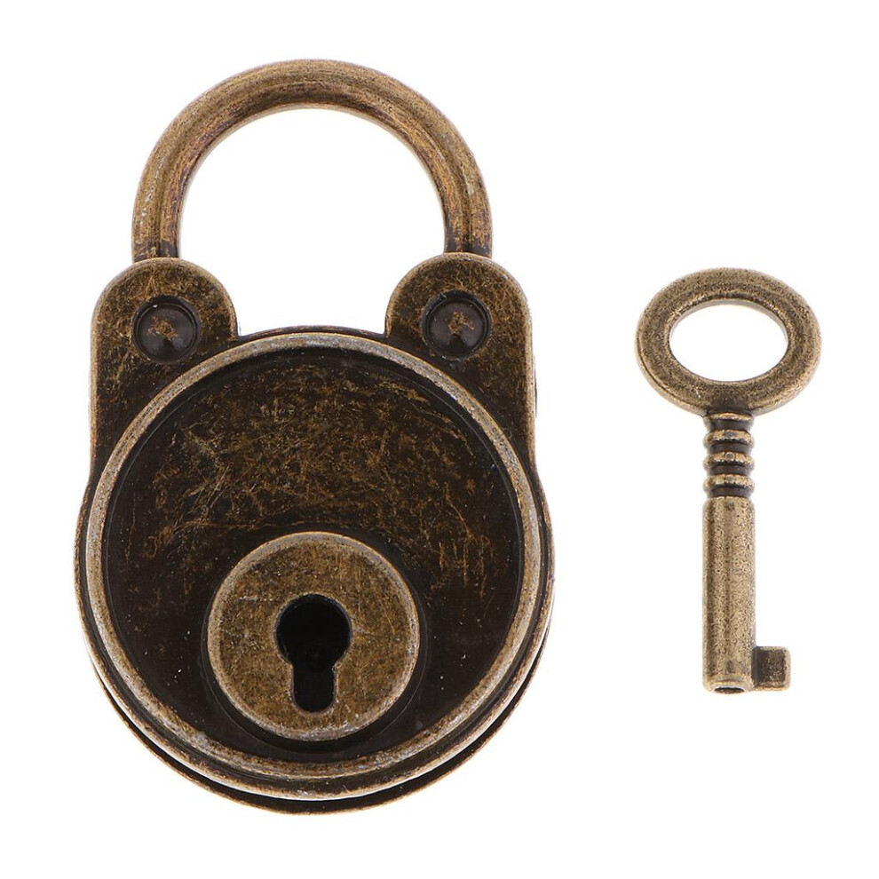 Vintage Antique Style Mini Bear Shape Padlocks Key Lock For Bags Bronz 793222800168