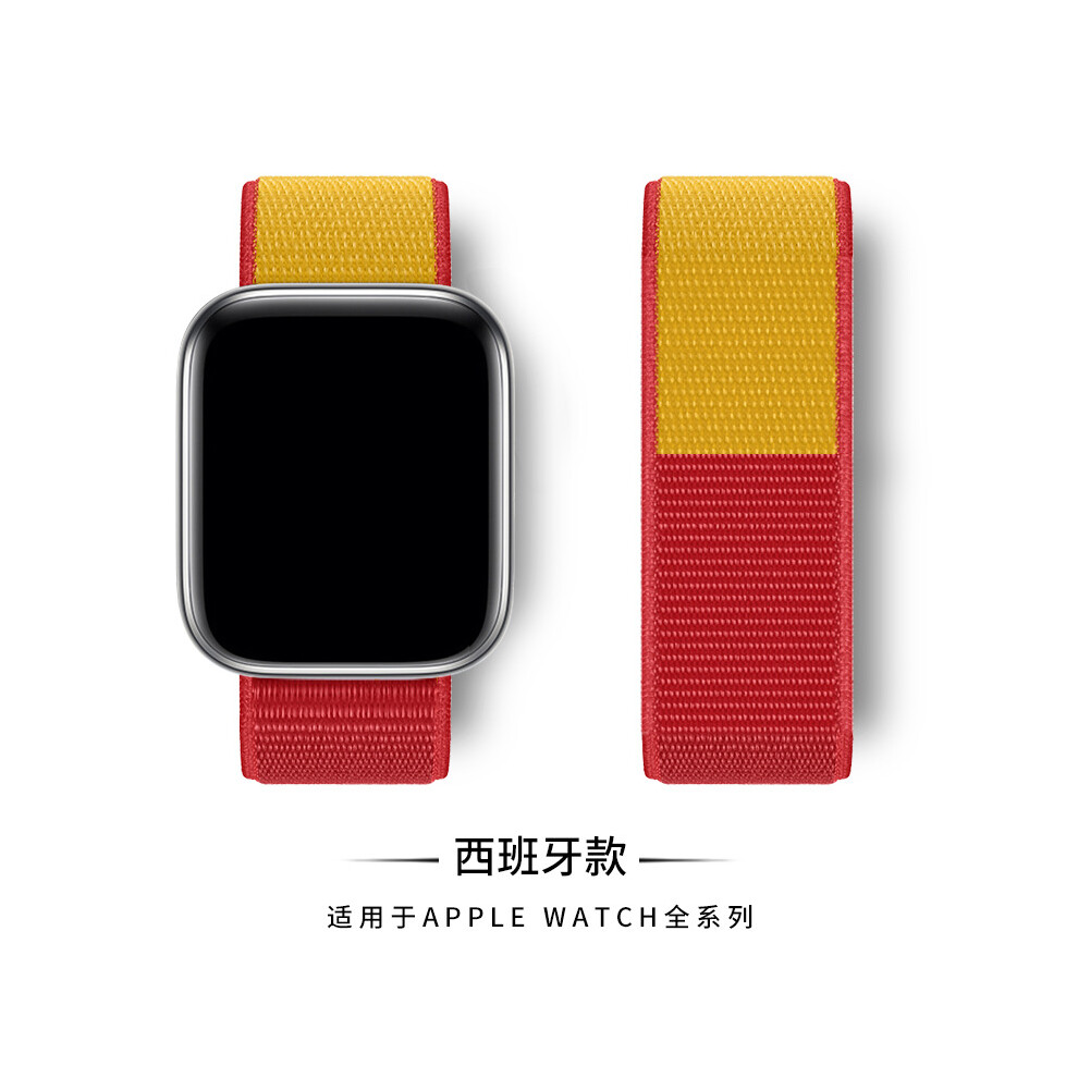 (100# Spain, 38/40/41/42Mm) For Apple Watch Nylon Woven Strap Series 8 7 6 5 4 3 2 Se 38/40/41Mm & 42/44/45 Mm 4069369287053