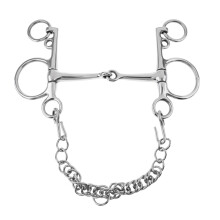 5'' Stainless Steel Horse Bit with Curb Chain and Curb Hooks Snaffle P