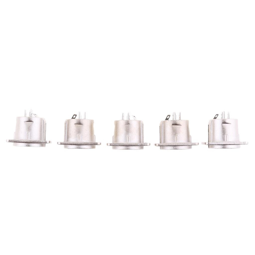 5Pcs Xlr 3 Pin Male Mic Panel Mount Solder Connector Adapter 743910113322