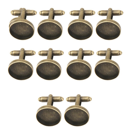 10Pcs 16mm Round Blank Settings Base Pad Cuff Links Cufflinks Antique 1