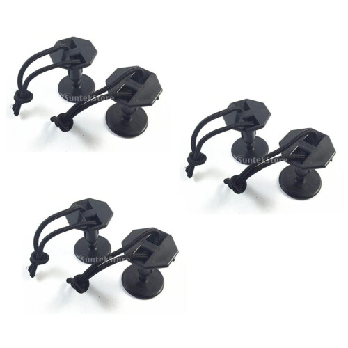 6pcs Black Plastic Bodyboard Surfboard Surf Leash Plugs Attachment w/ 2